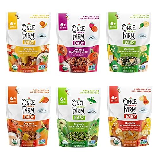 Once Upon a Farm | Frozen Organic Baby Food Sampler Pack | 6 Meal Flavors | 24ct | 3.5oz 600322478