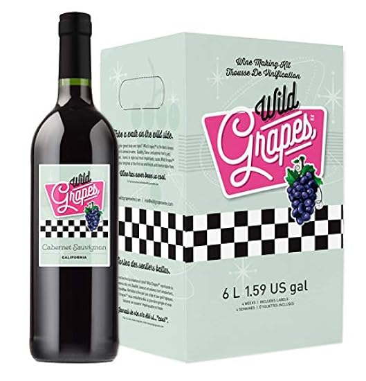 Wild Grapes Premium DIY Wine Making Kits - California Cabernet Sauvignon - Makes Up to 30 x 750mL Bottles, 6 Gallons of Wine 586036096