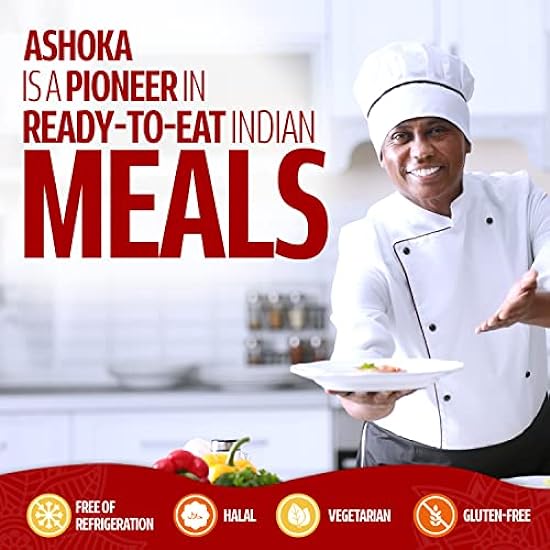 Ashoka Ready to Eat Indian Meals Since 1930, 100% Vegetarian Palak Paneer, All-Natural Traditionally Cooked Indian Food, Plant-Based, Gluten-Free and with No Preservatives, 10 Ounce (Pack of 5) 176860530