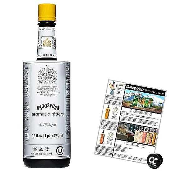 Angostura Aromatic Bitters 16oz Bottle with Phone Grip and Bitters Selections Recipe 752586291