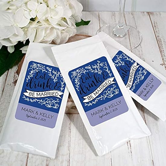24ct Personalized Wedding Favors for Guests Margarita Drink Mix (24 Pack) - Navy Eat Drink & Be Married 612681694