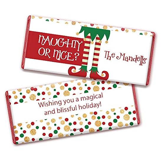 Christmas Candy Personalized Elf Holiday Greeting Chocolate Bars (24 Count) 165150979