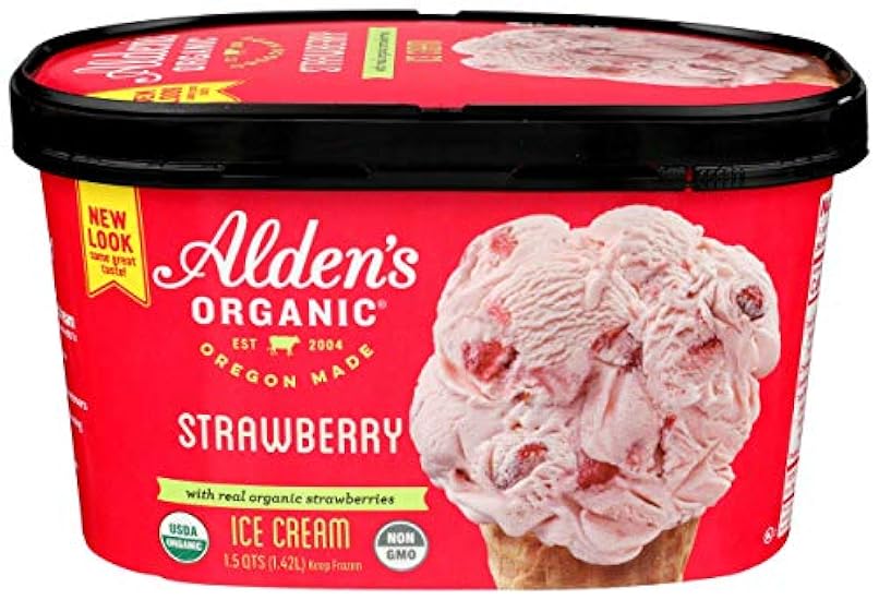 Aldens Organic Strawberry Ice Cream, 48 Fluid Ounce - 3 per case. 232374808
