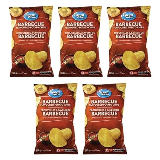 Great Value Barbecue Potato Chips, 200g/7.05oz (Pack of