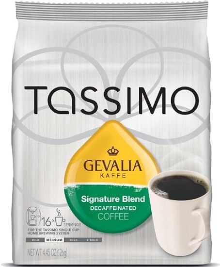Tassimo T-Discs: Gevalia Signature Blend Decaf. Café T-Discs Pods (Case of 5 packages; 80 T-Discs Total) 626662140