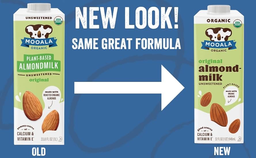 Mooala – Organic Almondmilk, Unsweetened, 32oz (Pack of 6) – Shelf-Stable, Non-Dairy, Gluten-Free, Vegan & Plant-Based Beverage with No Added Sugar (Unsweetened Original) 655570190