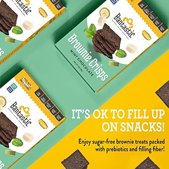 Bantastic Brownie Keto Snack, Mint Chocolate Crisps - Crunchy Thin, Naturally Sweet Sin azúcar Brownies Snack, Sin gluten, Low Carb, Dairy Free, 3 Oz Ea (Pack of 6) 329009494