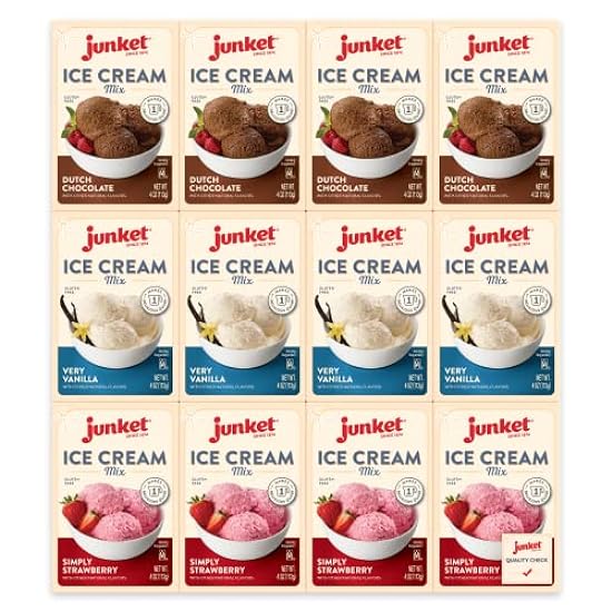 Junket Ice Cream Mix Bundle - 4 Vanilla, 4 Chocolate, 4