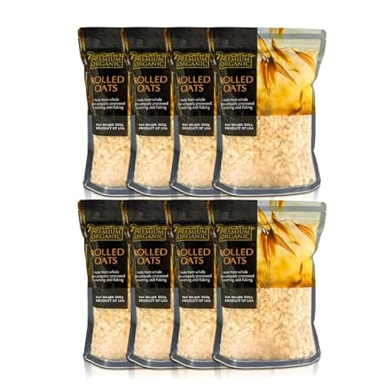 Premium Organic Rolled Oats 500g by country farm. High Fiber & Protein Content Improves Bowel Movement. For People who in Poor Digestion & Constipation, 8 Packs 498965887