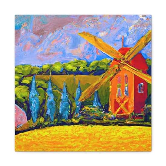 Windmill in Moonlight - Canvas 16″ x 16″ / Premium Gall