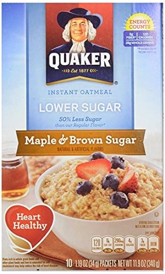 Quaker, Instant Oatmeal, Lower Sugar, Maple & Brown Sug