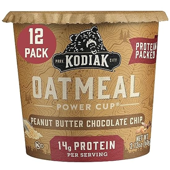 Kodiak Cakes Instant Oatmeal Cups, Peanut Butter Chocolate Chip, High Protein, 100% Whole Grains, (12 cups) 835122040