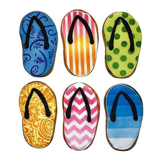 Flip Flop Assortment- 6 Decorated Shortbread Galletas Individually Wrapped With Bow by BakersDozenToGo 216958809