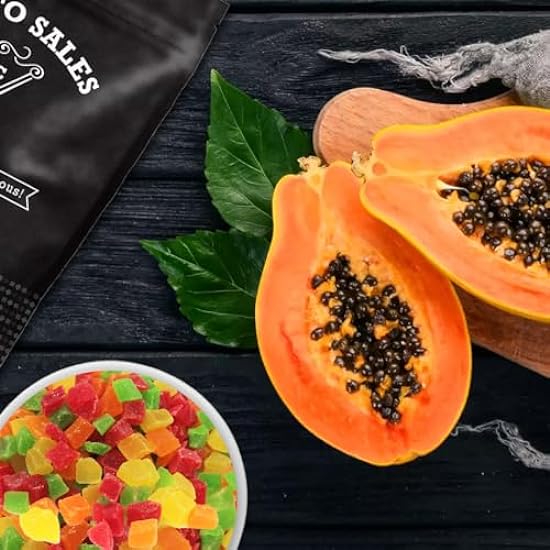 Papaya Four Color, Diced/Chopped, Great party color, Sweet and tropical flavor, Fruit intake, packaged in resealable 2 lbs. (32 oz.) pouch bag by Presto Sales LLC 591860411