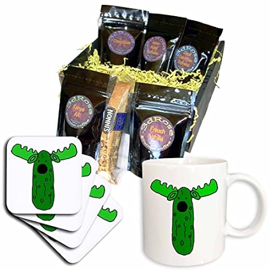 3dRose Cute Funny Dill Pickle Moose Cartoon - Café Gift