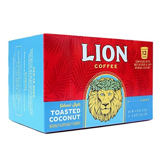 Lion Café Toasted Coconut Flavor, Single-Serve Café Pods - 12 Count Box (Pack of Six) 367684830