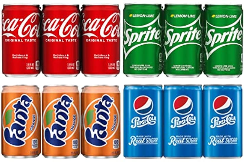 24 Mini Cans Of Variety Soda, 4 flavors, 6 Coke Classic