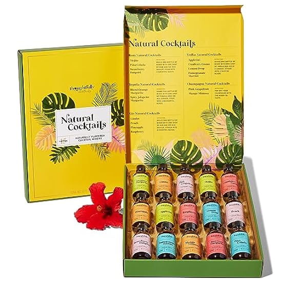 Thoughtfully Cocktails, Natural Cocktail Mixer Gift Set, 15 Classic Flavors Include Mojito, Pina Colada, Peach and More, Set of 15, Contains NO Alcohol 350937451