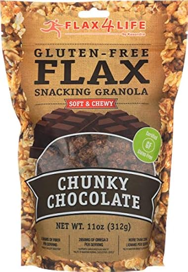 FLAX4LIFE Sin gluten Snacking Granola Soft & Chewy, Chunky Chocolate, 11 Ounce (Pack of 6) 159378892