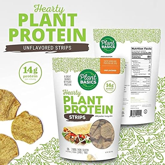 Plant Basics - Hearty Plant Protein - Unflavored Strips, 1 lb (Pack of 3), Non-GMO, Sin gluten, Low Fat, Low Sodium, Vegan, Meat Substitute 776320986
