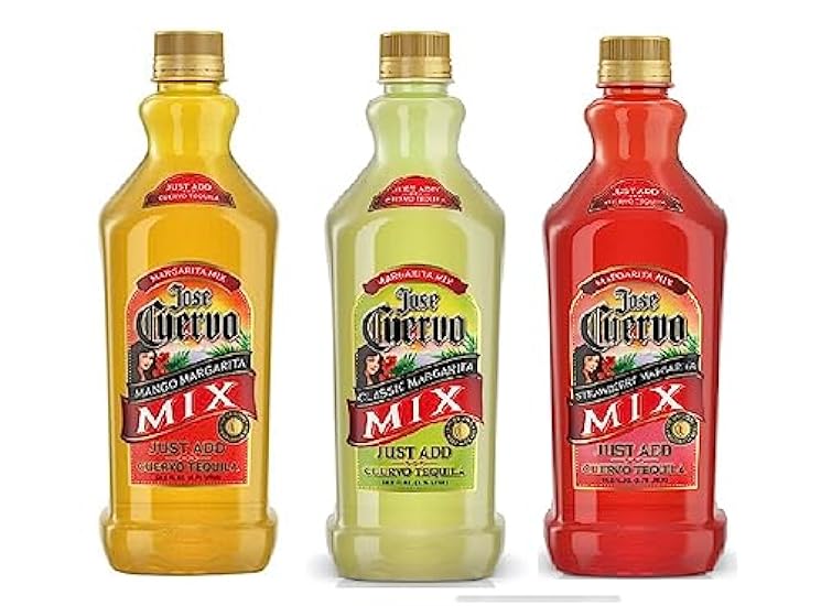 Jose Cuervo Margarita Mix 59.2 Oz (Pack of 3 variety bottle) Original Lime, Strawberry and Mango 609303922
