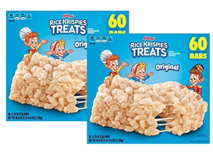 Kellogg´s Rice Krispies Treats Crispy Marshmallow Squares Individually Wrapped Bars, 60 Count - 2 Boxes 427867854