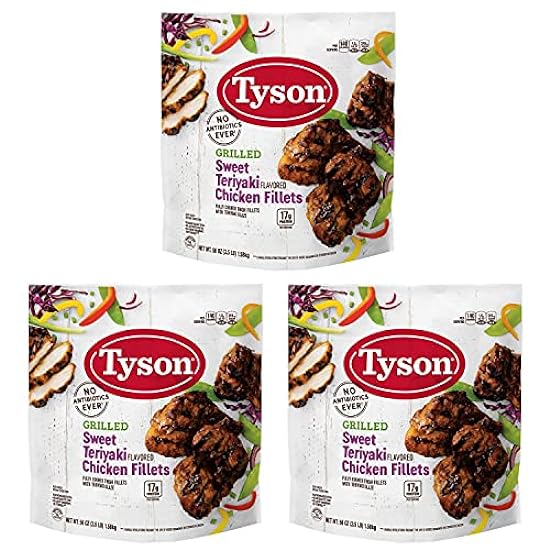 Gourmet Kitchn Tyson Grilled Sweet Teriyaki Flavored Chicken Fillets Fully Cooked (Pack of 3, 56 oz Each, 10.5 Lbs Total) - Frozen Meal Ready in Minutes - Asian Inspired Dish 726798093