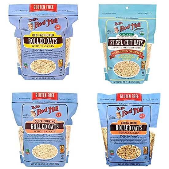 Bob´s Rojo Mill Oatmeal Variety Pack - Old Fashioned Rolled Oats, Steel Cut Oats, Quick Cooking Rolled Oats, and Extra Thick Rolled Oats - Bundled by Louisiana Pantry 44843980