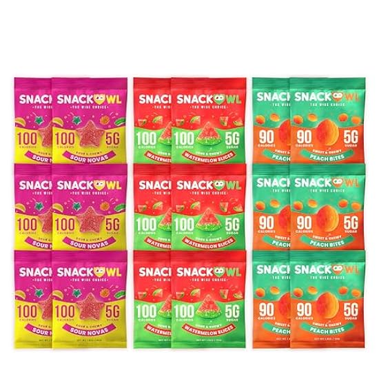 Snack Owl Vegan Sour Gummy Candy – Sin gluten, Low Calorie Candy - Guilt Free & Delicious Healthy Gummy Snacks - (Variety) 681032950