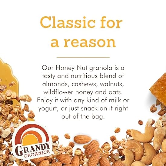 Grandy Organics Honey Nut Granola, 10 Pound Bolsa a granel, Certified Organic, Sin gluten, Non-GMO, Kosher, Plant Based Protein Granola 684764222
