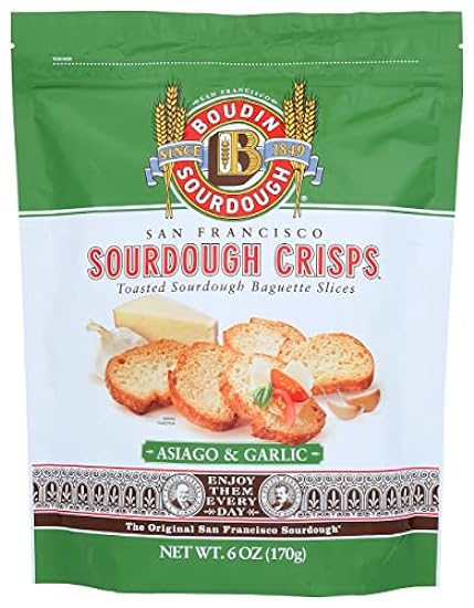 Boudin Sourdough Asiago & Garlic Crisps, Vegetarian, 6 