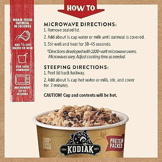 Kodiak Cakes Instant Oatmeal Cups, Peanut Butter Chocolate Chip, High Protein, 100% Whole Grains, (12 cups) 578094454