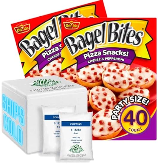 Salutem Vita - Bagel Bites Cheese & Pepperoni Mini Pizza Bagel Frozen Snack and Appetizers, 40 Ct Box Jumbo - Pack of 2 99666910