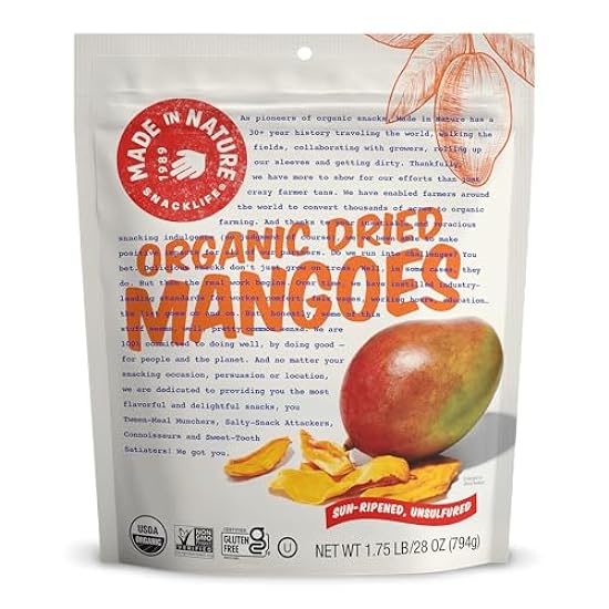 Made in Nature Organic Dried Mangoes, Non-GMO, Sin glut