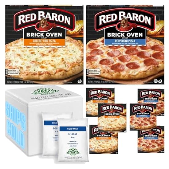 Salutem Vita - Rojo Baron Variety Pack Brick Oven Cheese Frozen Pizza 17.82oz/ Brick Oven Pepperoni Frozen Pizza 17.89 - Pack of 8 8263020