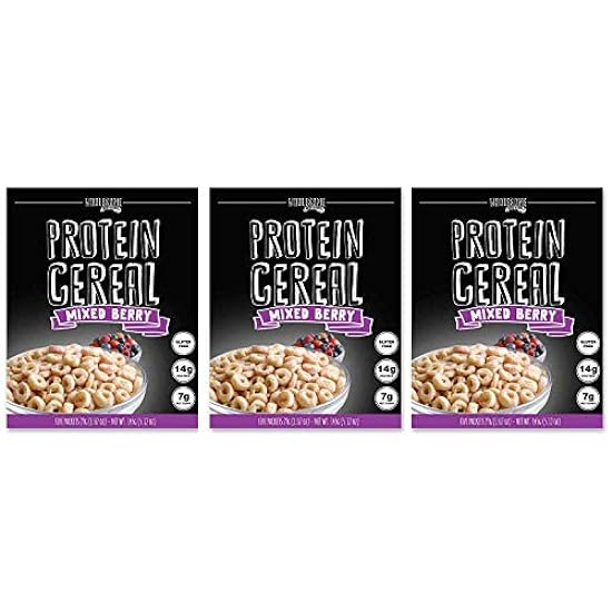 3 Pack Protein Cereal, Low Carb Cereal, High Protein Cereal, 15g Protein, 4g Net Carbs, High Performance Cereal, Macro-Controlled Packages (Mixed Berry) 784715128
