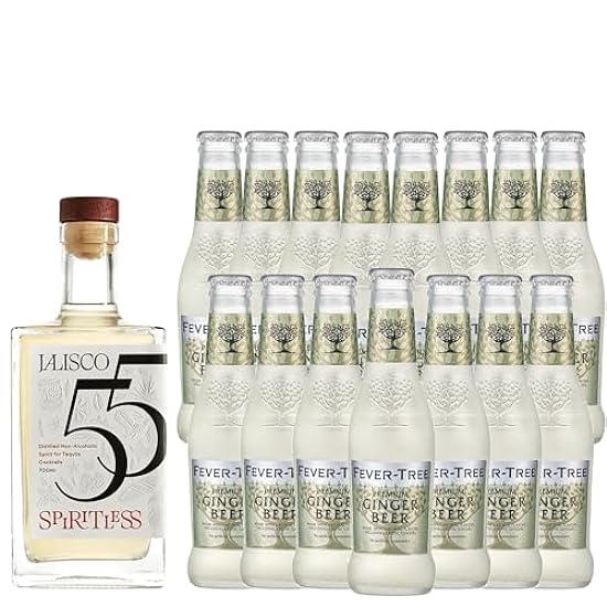 Spiritless Jalisco 55 Distilled Non-Alcoholic Tequila Bundle with Fever Tree Ginger Beer - Mexican Mule - Premium Zero-Proof Liquor Spirits for a Refreshing Experience | 15 PACK 757106708
