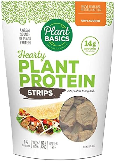 Plant Basics - Hearty Plant Protein - Unflavored Strips, 1 lb (Pack of 3), Non-GMO, Sin gluten, Low Fat, Low Sodium, Vegan, Meat Substitute 776320986