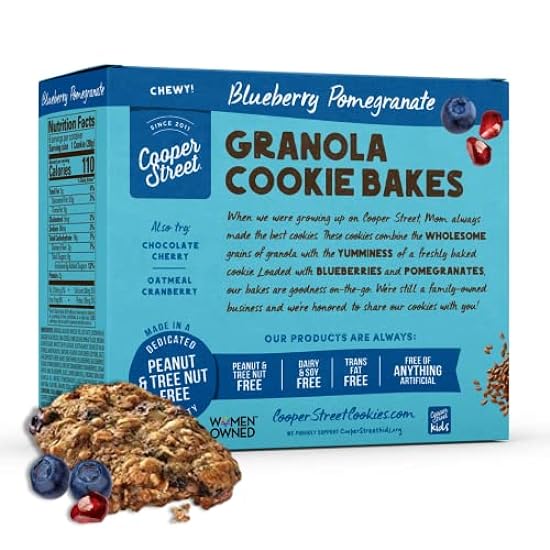 Cooper Street Granola Cookie Bake - Chewy Granola Bars with Chia, Flax, Buckwheat and Oats in Delicious Blueberry Pomegranate Flavor | Individually Wrapped Healthy Breakfast Bars | 1 oz | 48 Pack 770394801