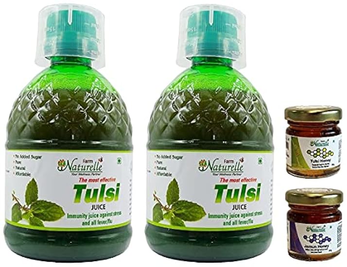 Farm Naturelle (Farm Natural Producir) Tulsi Juice Combo 400Ml 1+1 Free (Pack of 2) Free Honey 55g x 2 235505112