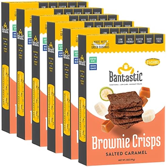 Bantastic Brownie Keto Snack, Salted Caramel Crisps - Crunchy Thin, Naturally Sweet Sin azúcar Brownies Snack, Sin gluten, Low Carb, Dairy Free, 3 Oz Ea (Pack of 6) 360929901