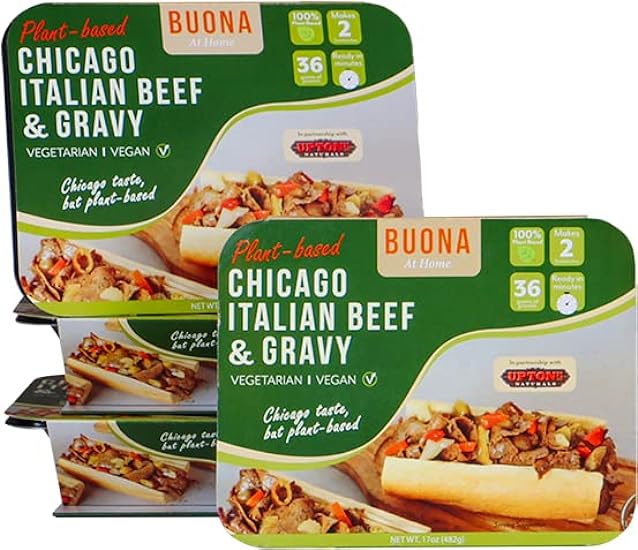 Buona Plant Based Chicago Italian Carne de res & Gravy (4 Pack of 17 Oz) 443279564