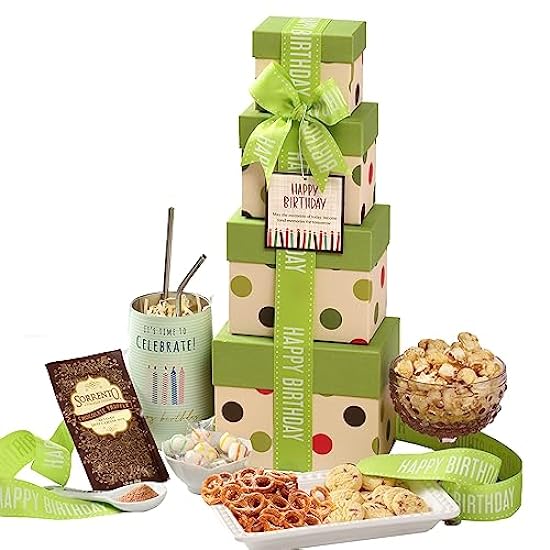 Broadway Basketeers Birthday Gift Basket Tower with Lar