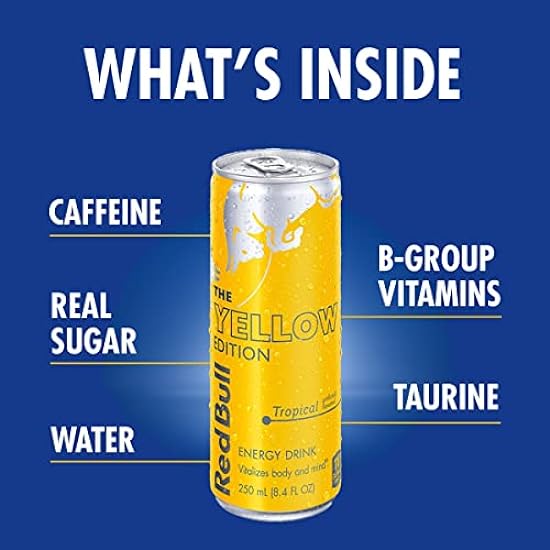 Red Bull Amarillo Edition Tropical Energy Drink, 8.4 Fl Oz, 24 Cans (6 Packs of 4) 21099821