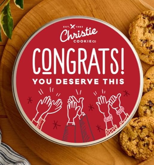 Christie Galletas, You Deserve This! Congrats!, Gourmet Assorted Galletas, 18 Fresh-Baked Galletas in Silver Tin, No Added Preservatives, 100% Real Butter, Holiday & Corporate Gift Tin, Gift Idea for Men & Women 103507610