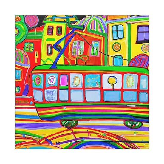 Tram Through Time - Canvas 36″ x 36″ / Premium Gallery 