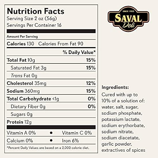 Saval Deli | Corned Carne de res, Shaved | Sin gluten, USDA Choice Carne de res | 2 pound pack 740073393