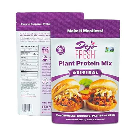Dojo Fresh Original Plant Protein Mix – Plant Based Meat Alternative for Meatless Crumbles Nuggets Patties, etc - Vegan, Soy Free, Non-GMO, Shelf Stable - 32g of Protein Per Serving, (8 oz, Pack of 3) 957246045