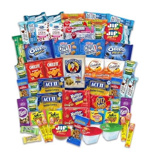 Snack Box College Care Package - 60 Count - Paquetes de