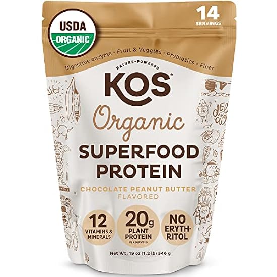 KOS Plant Based Protein Powder, No Erythritol, Chocolat